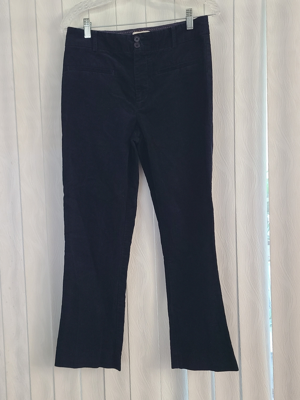 by Anthropologie Sz 4 Navy Solid Corduroy Preppy Neutral Fall Flared Pants